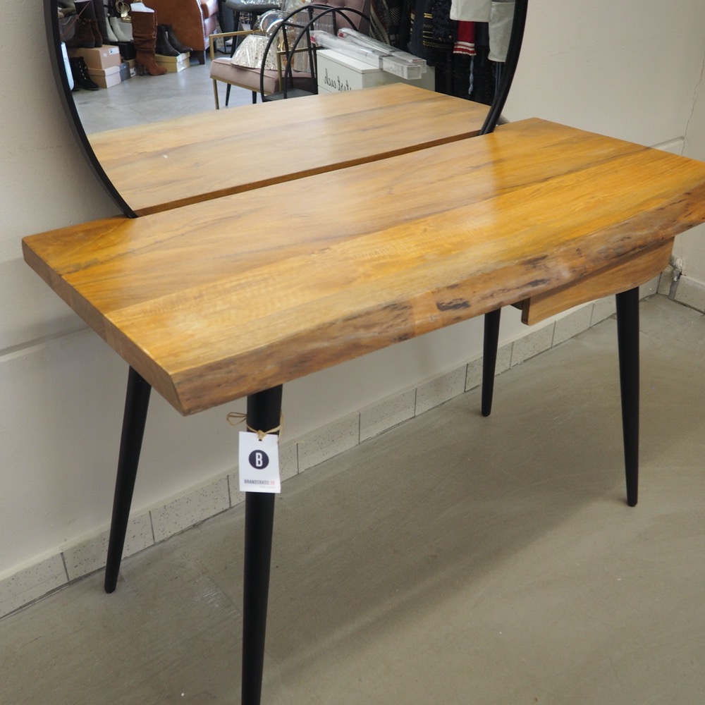 Schminktisch B 120 x T 52 x H 162 cm Mangoholz Spiegel