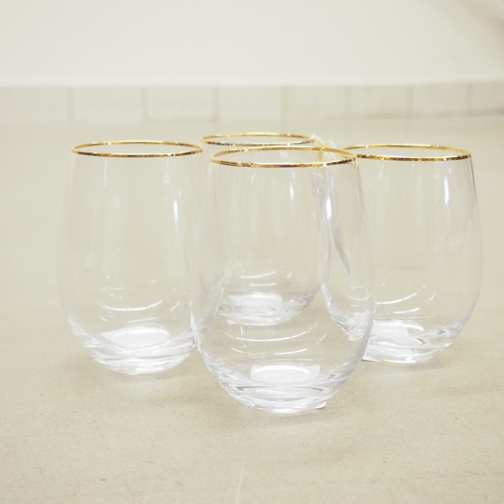 4x Wassergläser Chloe in Transparent mit Goldrand