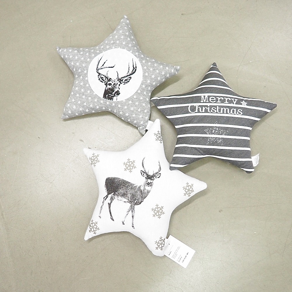 Deko-Kissen-Set 3-tlg. Grey Stars Gefüllt ca. D40cm