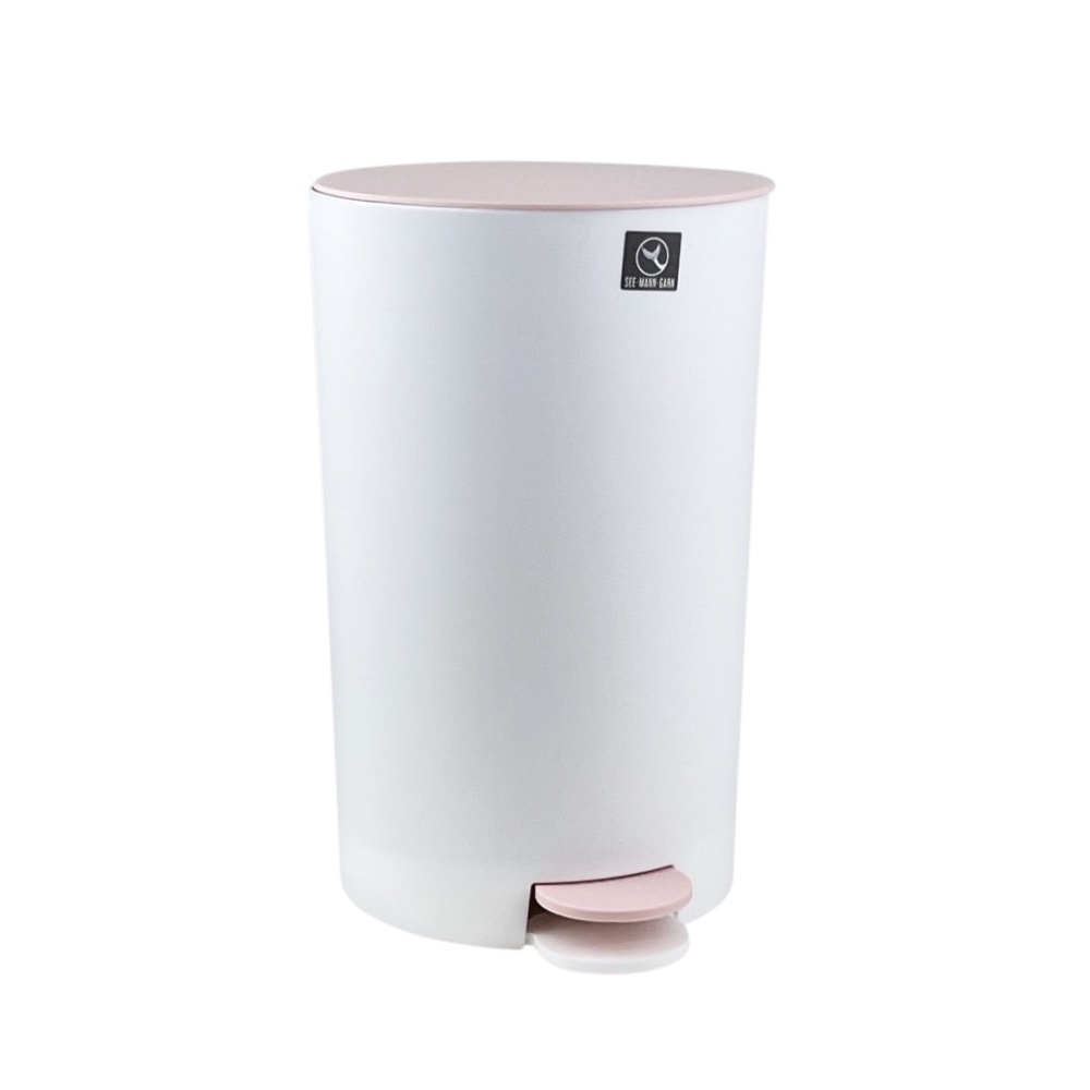 Abfalleimer Anton Pedalfunktion Weiß Rosa H 25.5 cm