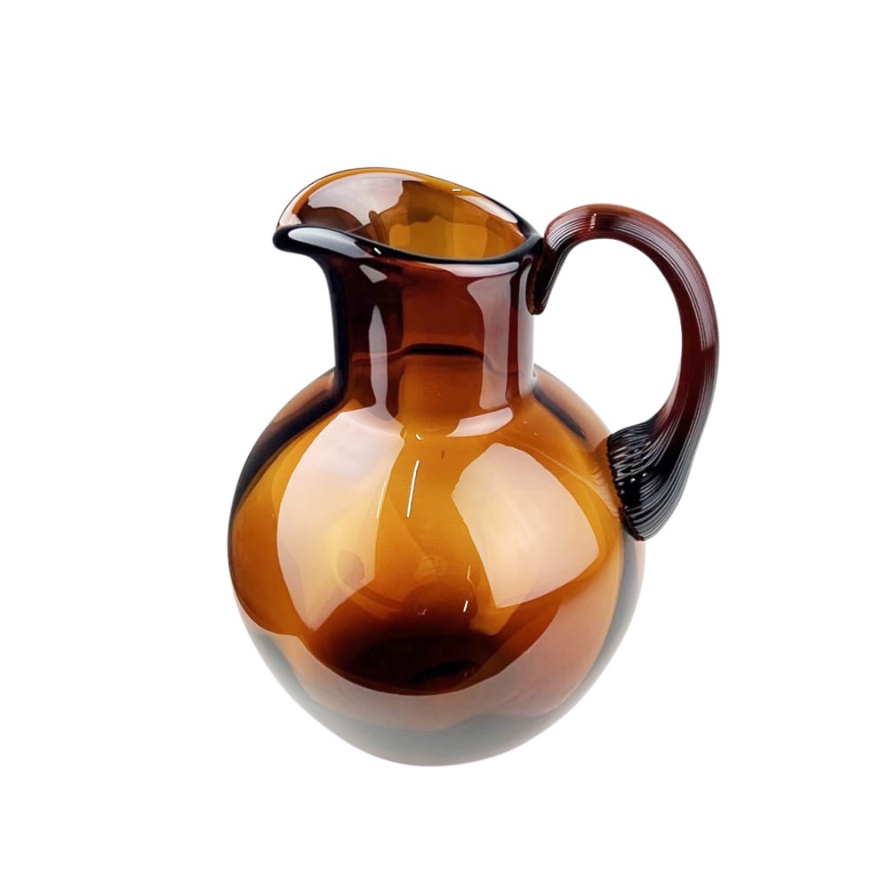Handgefertigter Krug Swirl 2L Glas Ø 20 cm Amber