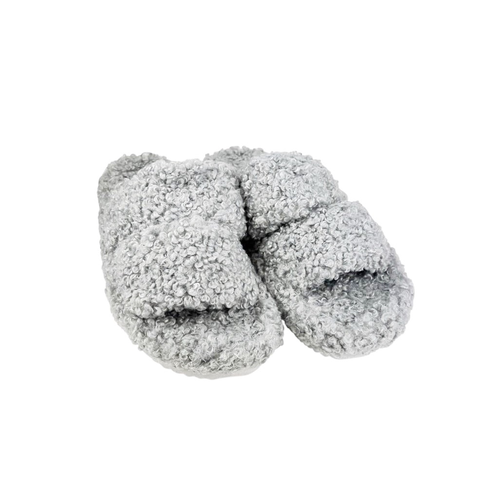 Pantoletten Double Strap Curly 39 Grau warm