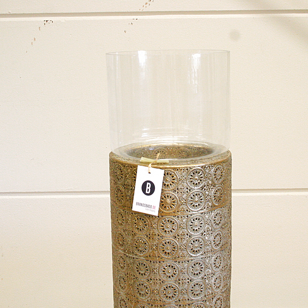 Boden-Windlicht Oriental Groß goldfarben ca. H113 cm Ø25cm Deko
