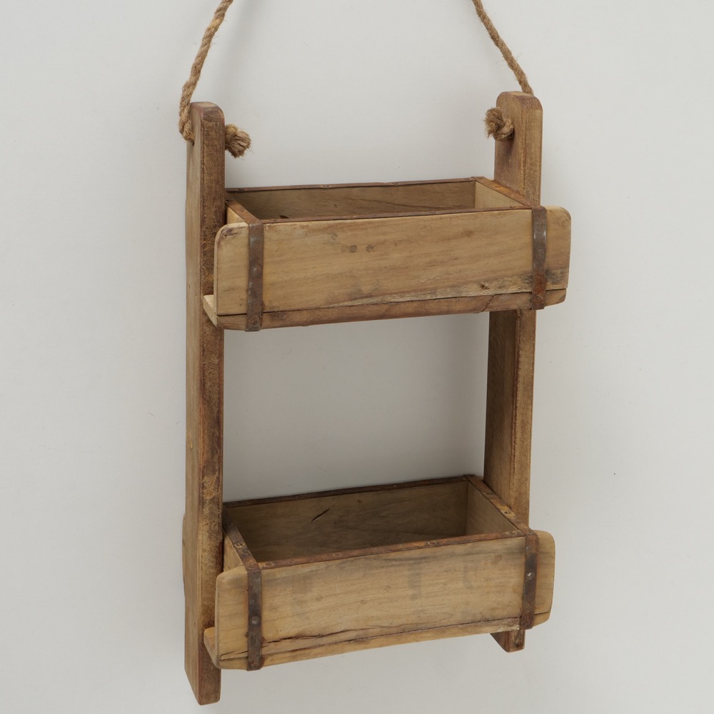 Hänge-Regal Rygge H 51cm B 30cm Recyceltes Holz Hellbraun Deko-Objekt