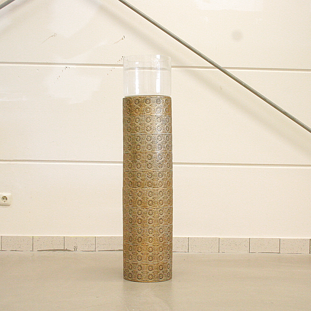 Boden-Windlicht Oriental Groß goldfarben ca. H113 cm Ø25cm Deko