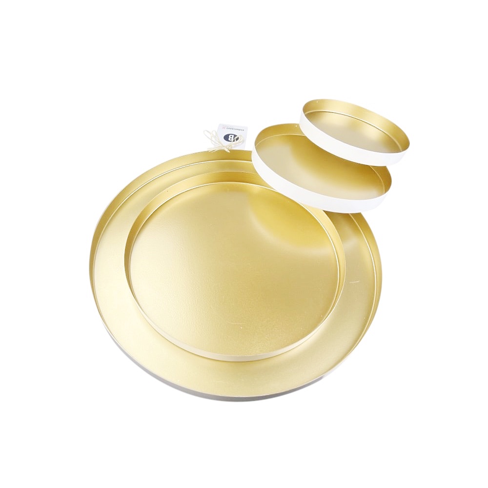Deko-Tablett-Set Yola 4-teilig weiß goldfarben