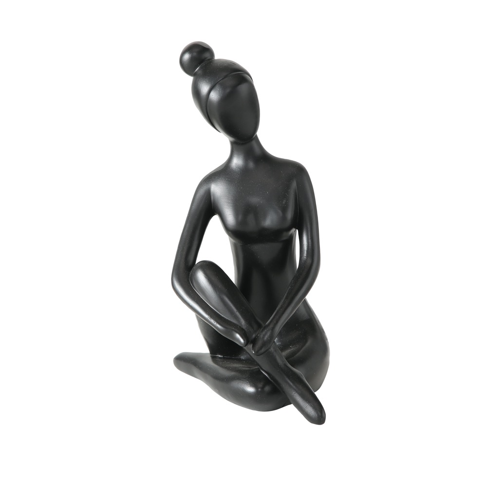 1 x Figur Yoga 3sort. Frau H 30cm Kunstharz Schwarz