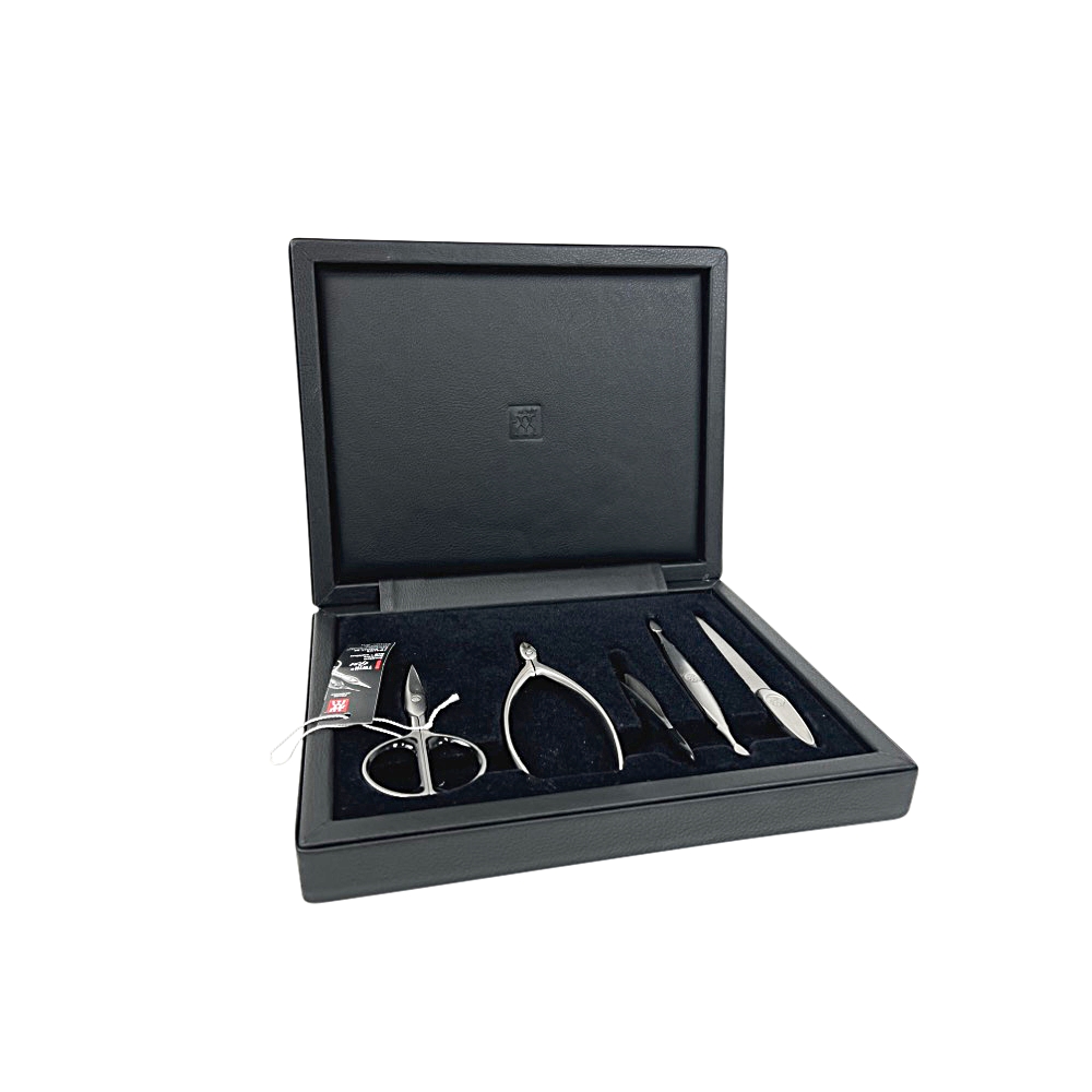 Nagelpflege-Set Twin 6-tlg. Schwarz Leder Edelstahl