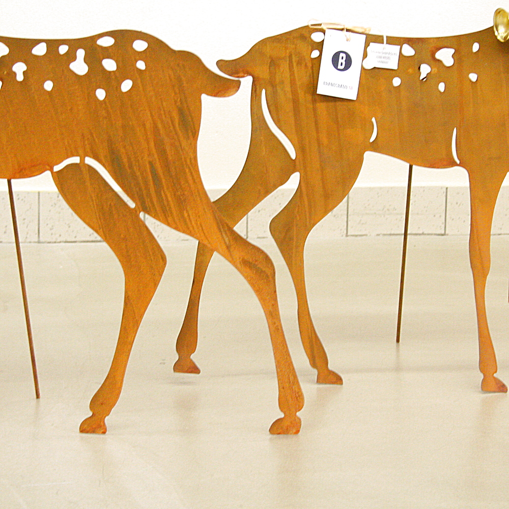 Deko Figuren 2-tlg. XXL Hirsch Paar Rost Look ca. 73 /100 cm hoch