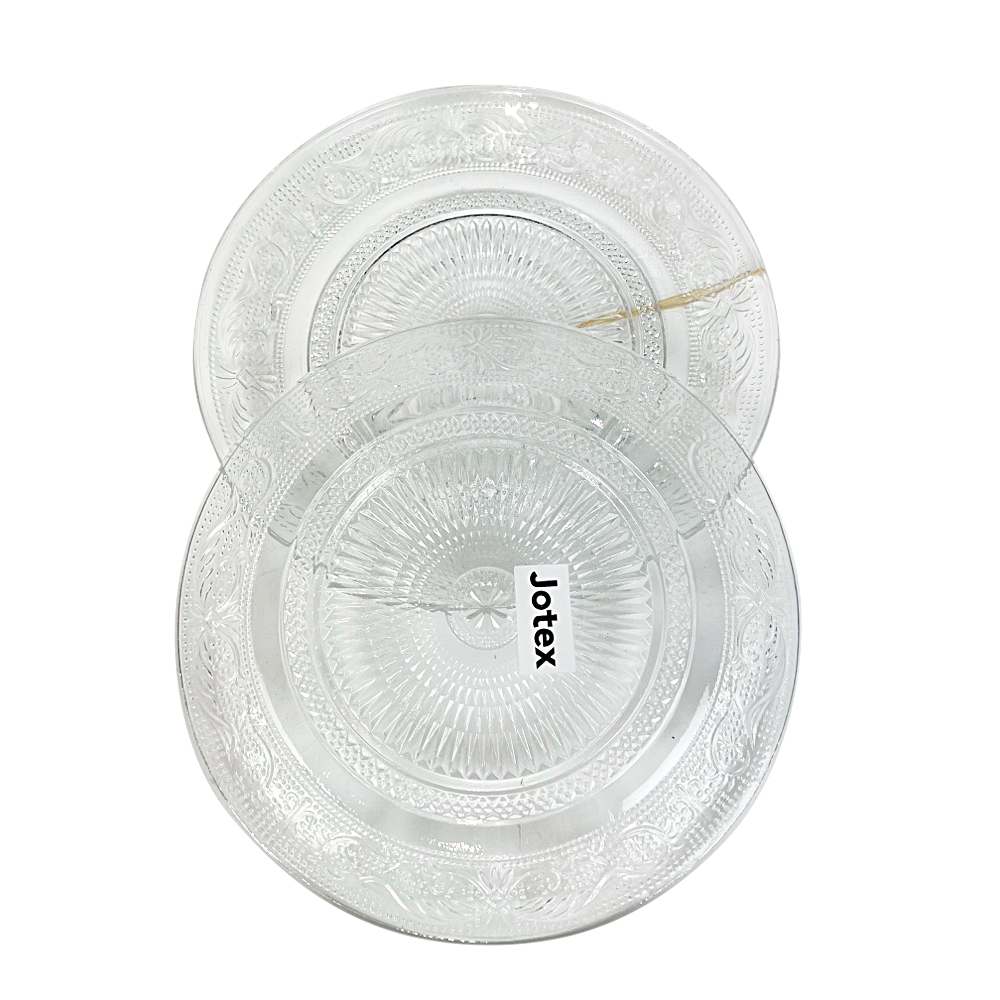 2 Frühstücksteller Nola aus Glas Rillenrelief