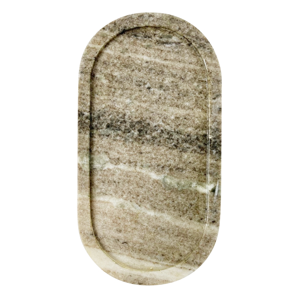 Deko-Tablett Oval aus Marmor Beige