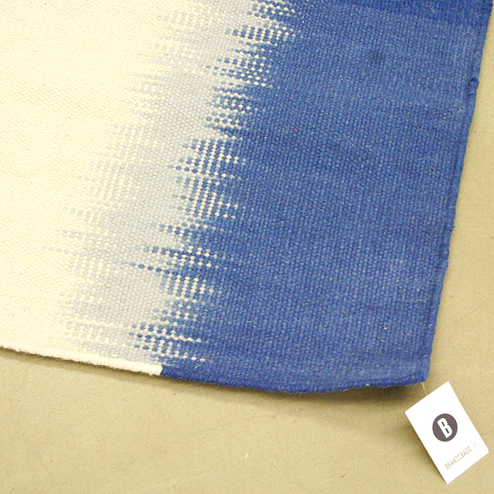 Handgewebter Wollteppich Alicia 120 x 180 cm blau creme Muster