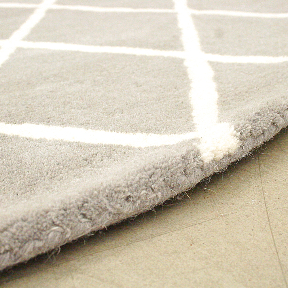 Handgetufteter Wollteppich Wild Cat Ø 120 cm rund grau creme
