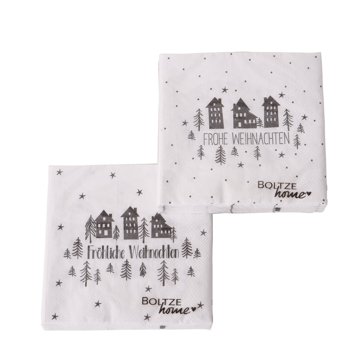 BOLTZE Servietten Aarhus 20 tlg. Motiv XMAS Schwarz Weiß gepunktet Deko