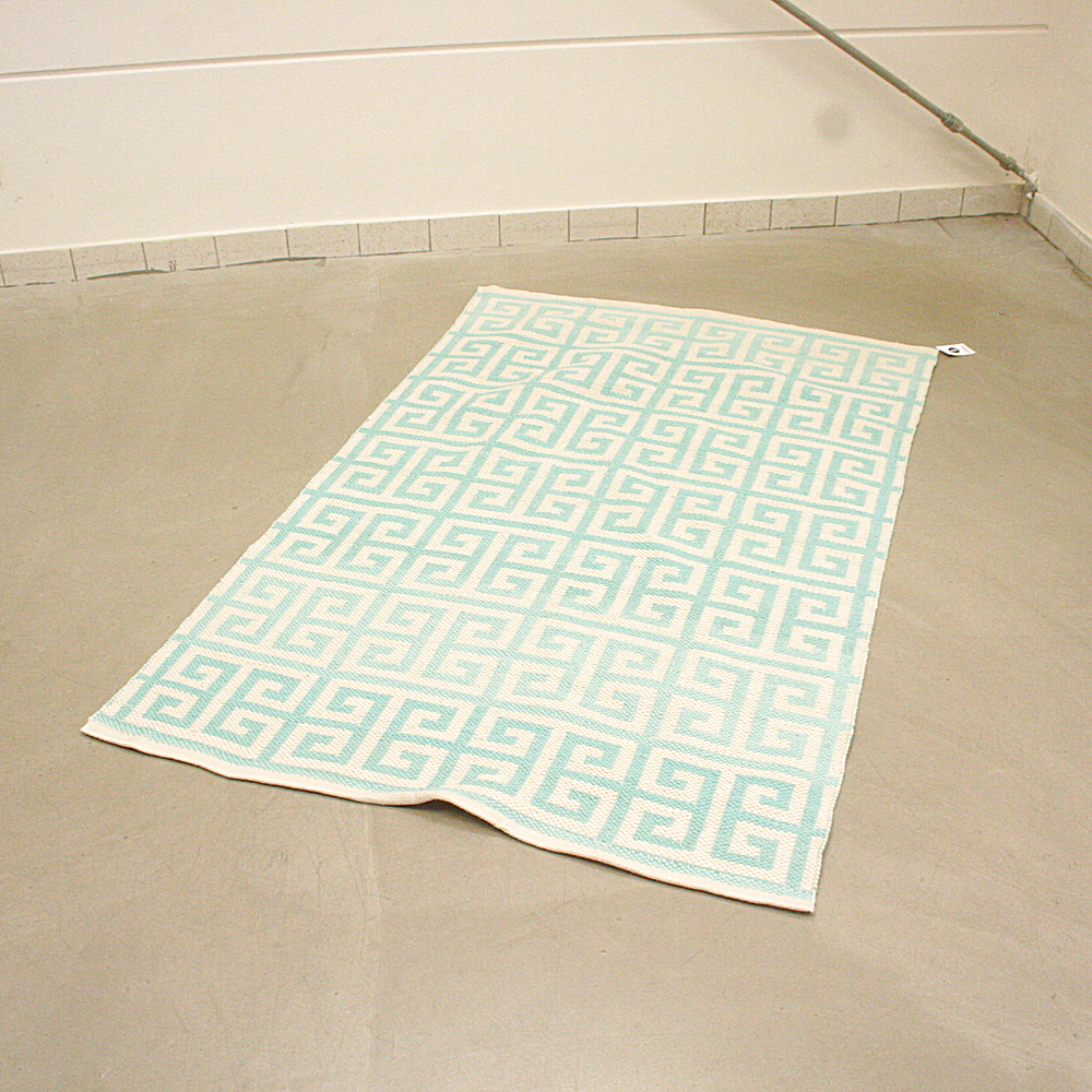 Handgewebter In- und Outdoor-Teppich Mykonos 120 x 180 cm türkis creme