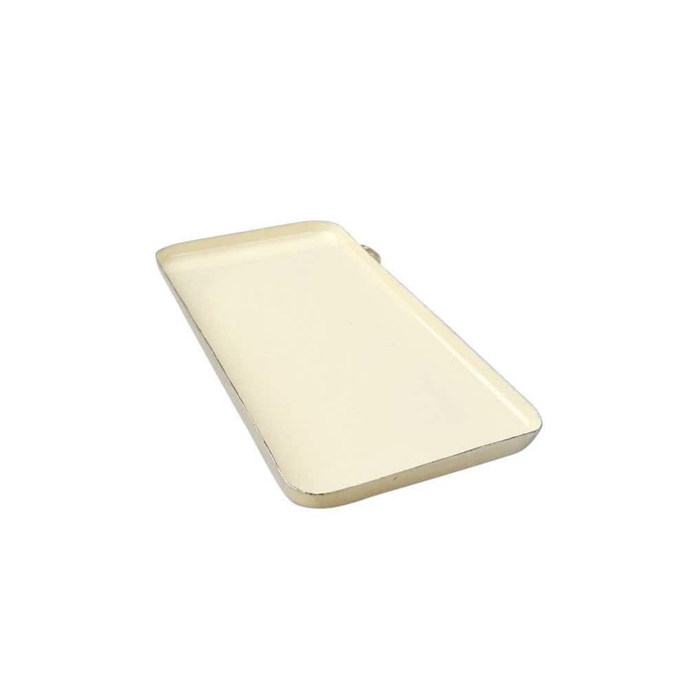 Deko-Tablett Rectangle Metall Cremefarben
