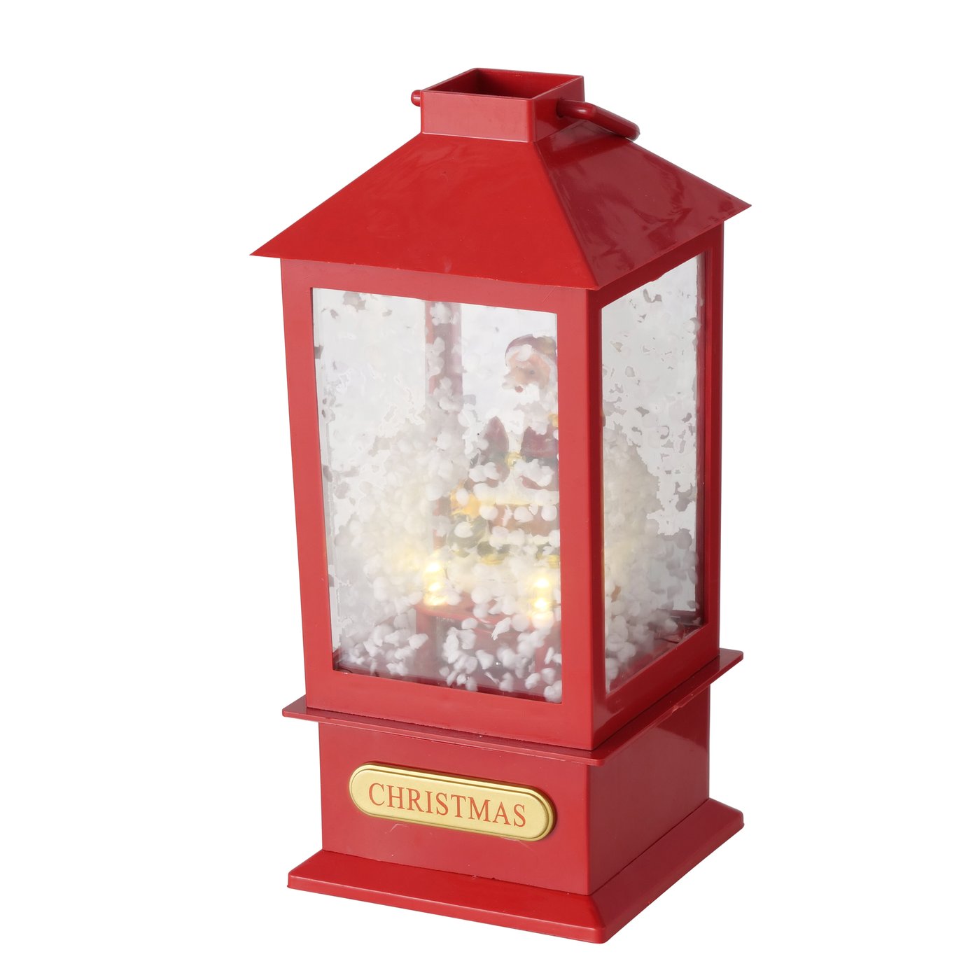 1x LED-Dekoaufsteller Navidad 2 sort. H 20 cm Kupfer Plastik Rot