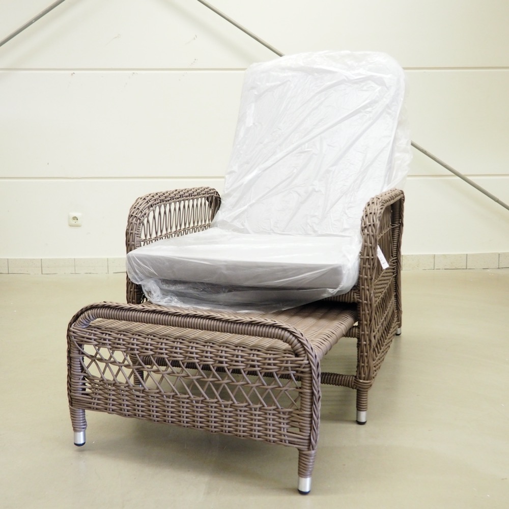 Outdoor Sessel Regia Natur-Look Fußstütze ausziehbar 190cm