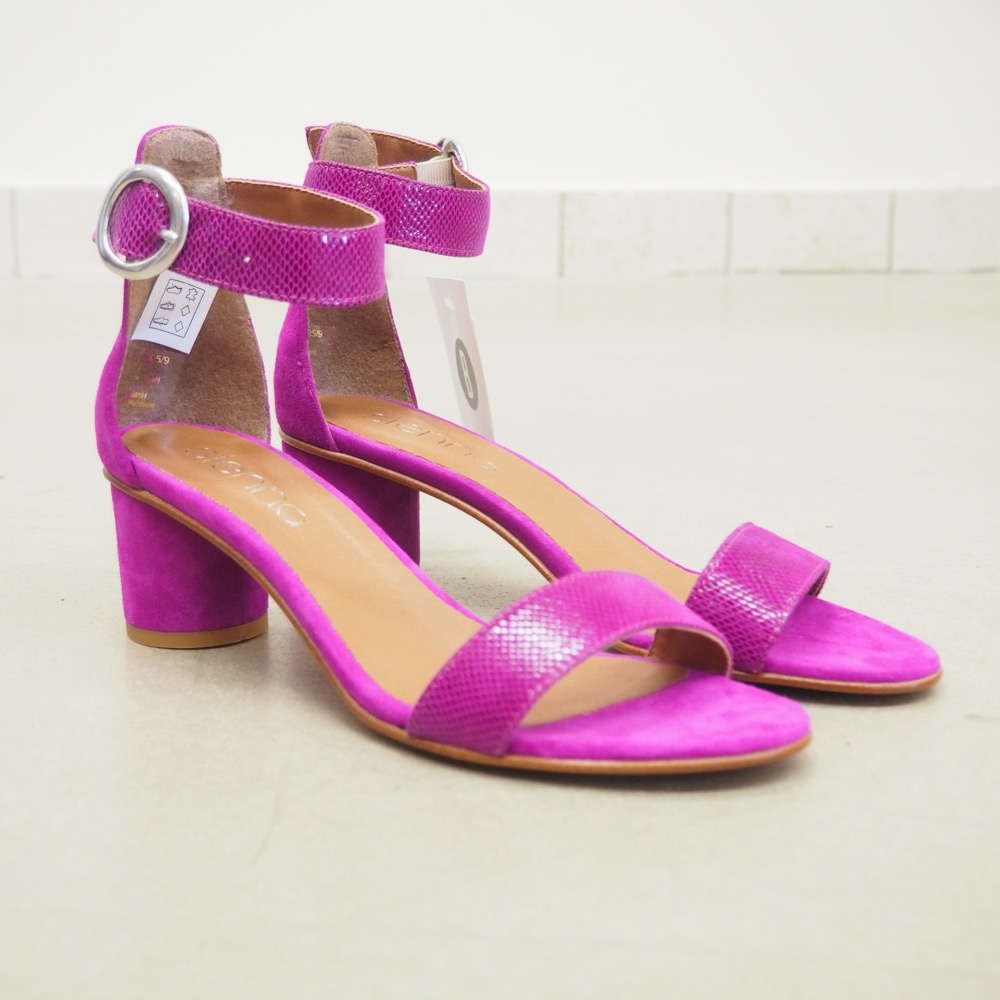 Sandalette lila Gr. 40 Blockabsatz Leder