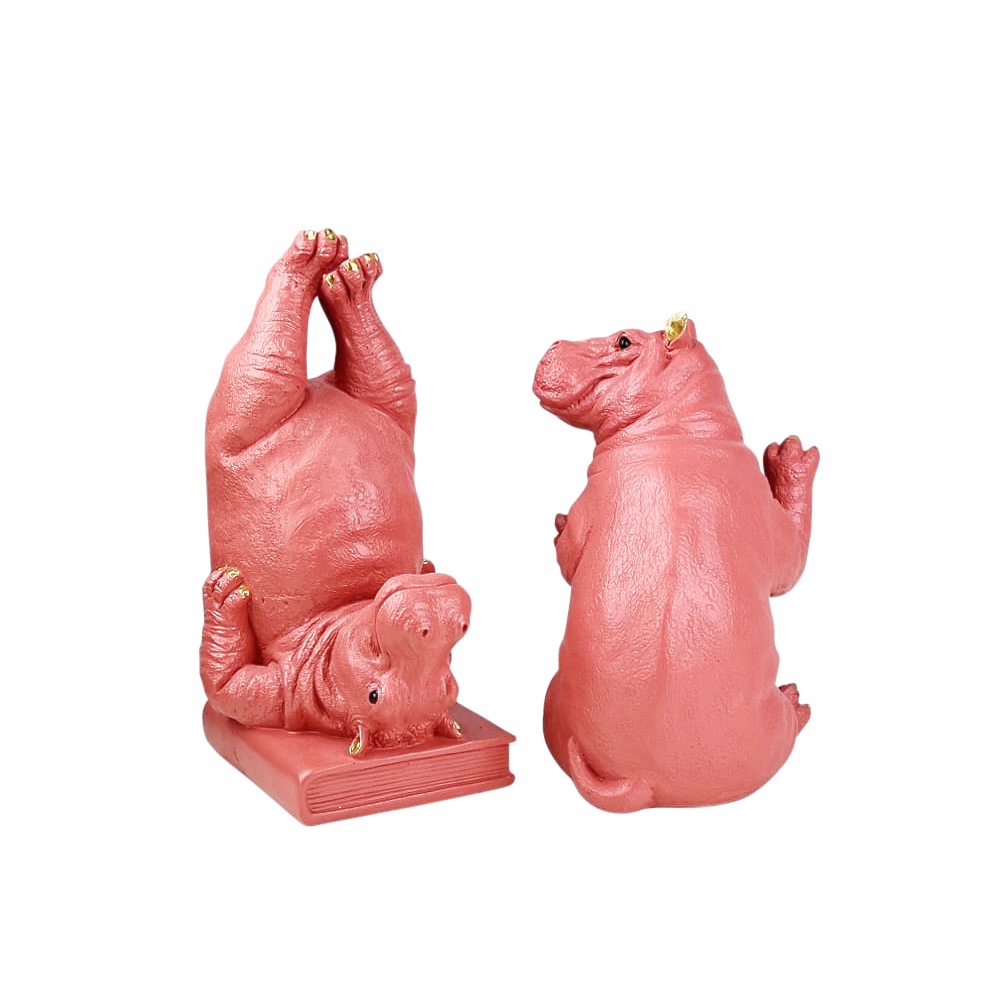 Buchstützen-Set Hippo Pink 2-tlg. 19x26x14 cm