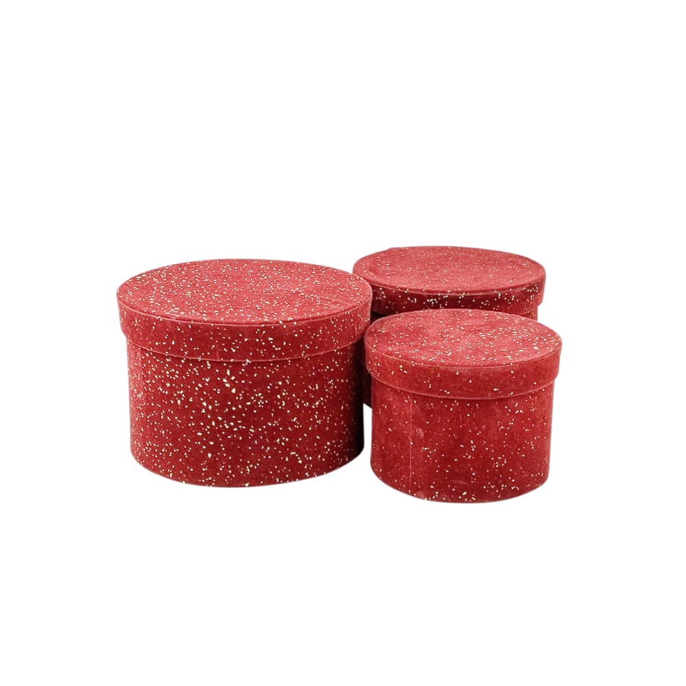 Geschenkboxen-Set Karo 3-tlg. burgundfarben Velvet XMAS