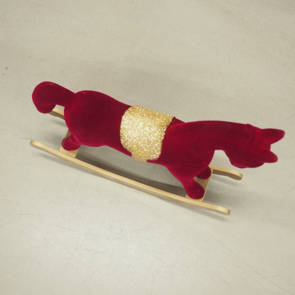 Deko-Figur Schaukelpferd Gingar L44xB9xH42cm weinrot gold
