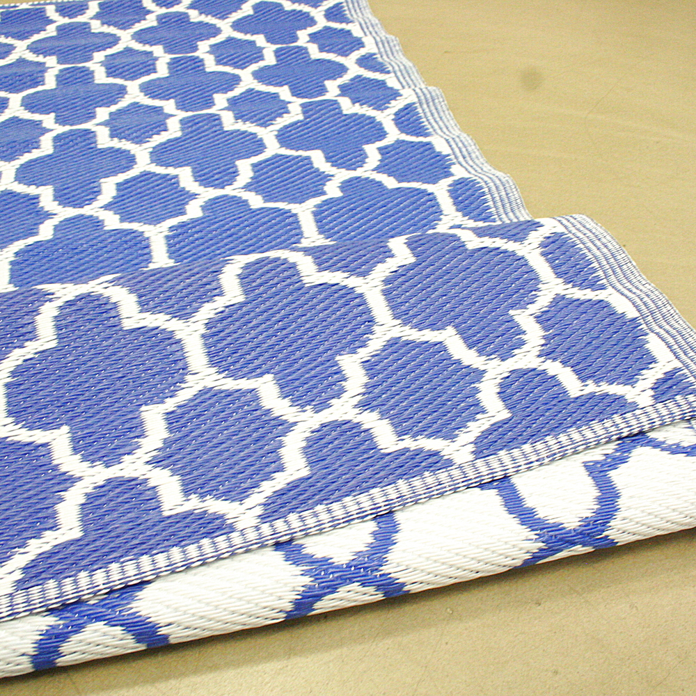 Outdoorteppich Pietro 120 x 180 cm Rautenmuster blau weiß