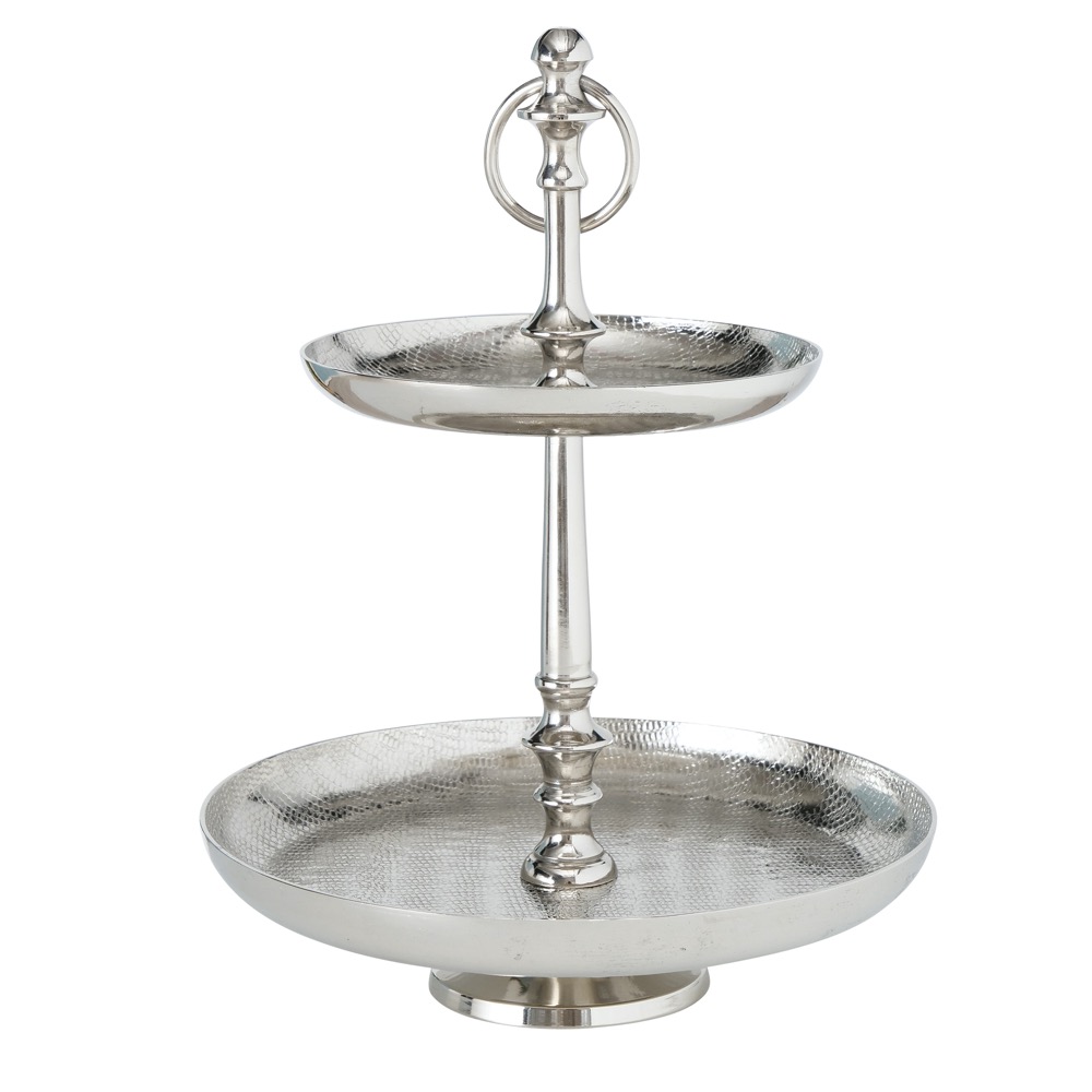 Deko-Etagere Passia H 30cm Aluminium Glanz silber