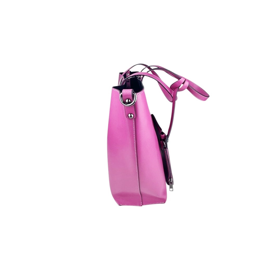 Handgefertigte Leder-Schultertasche Elix 36 x 30 x 13 cm Magenta