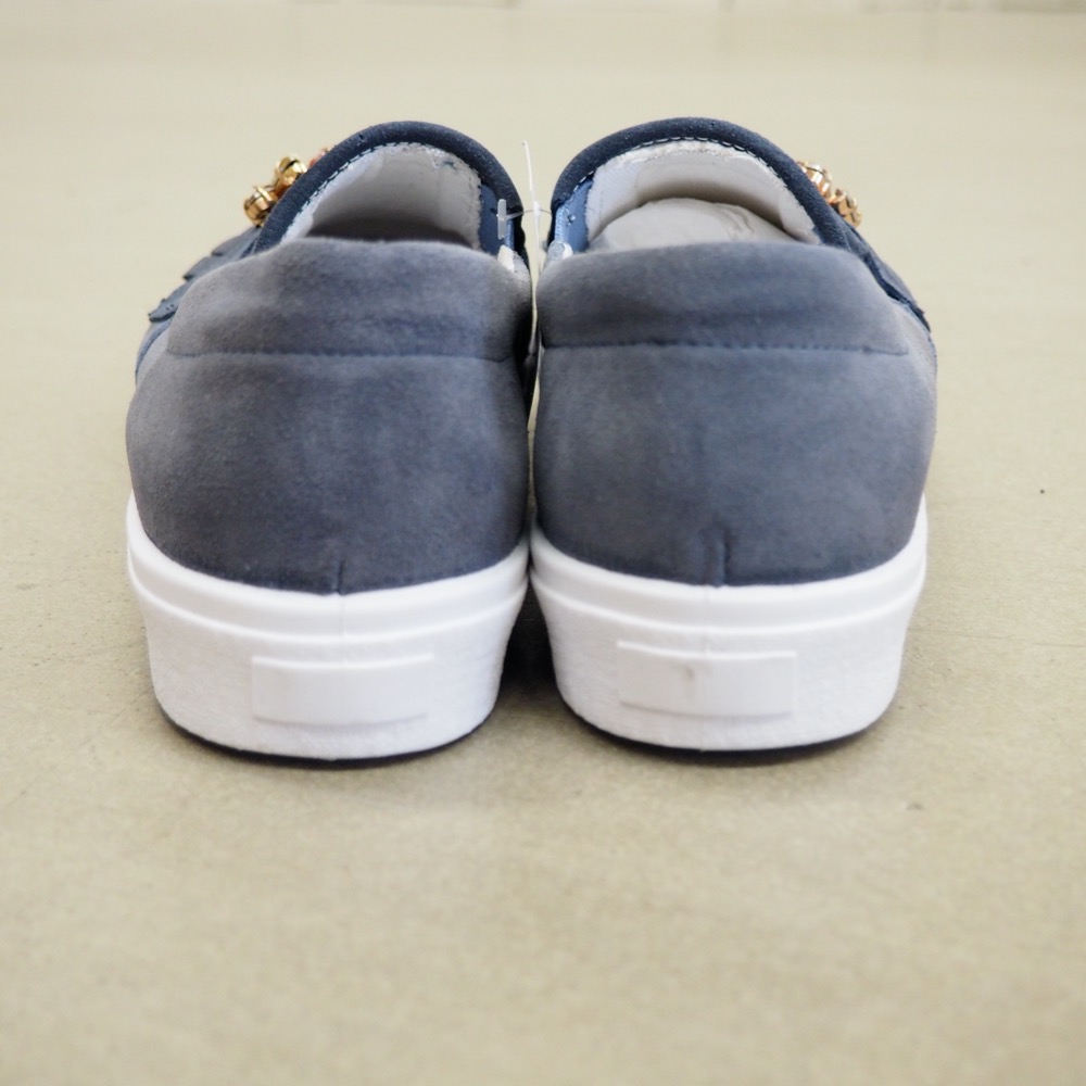 Slipper blau Gr. 40 Schmucksteine Blau Rauleder
