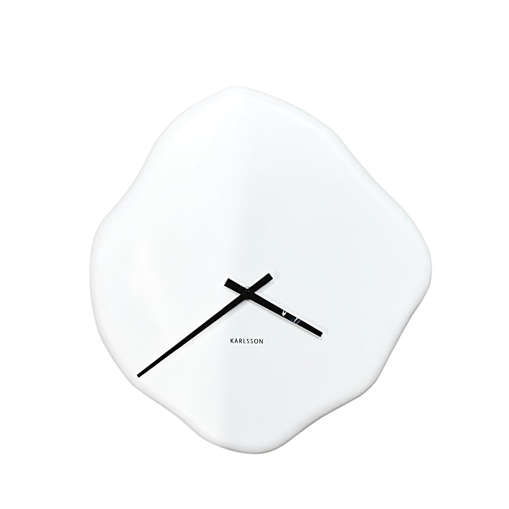 Wanduhr Organic Diamond organischer Form Weiß