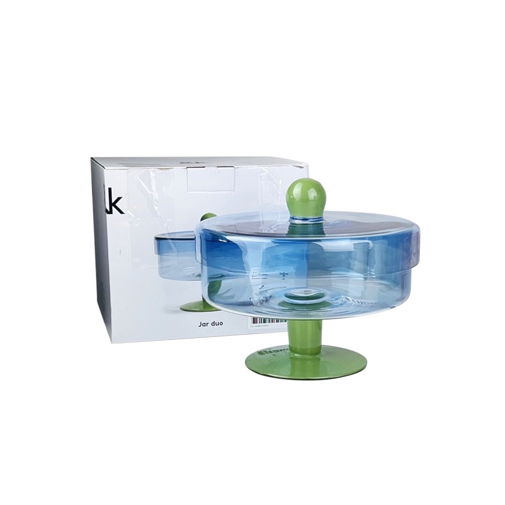 Aufbewahrungsdose Duo aus Glas Ø 22 x H 20 cm Blau Grün