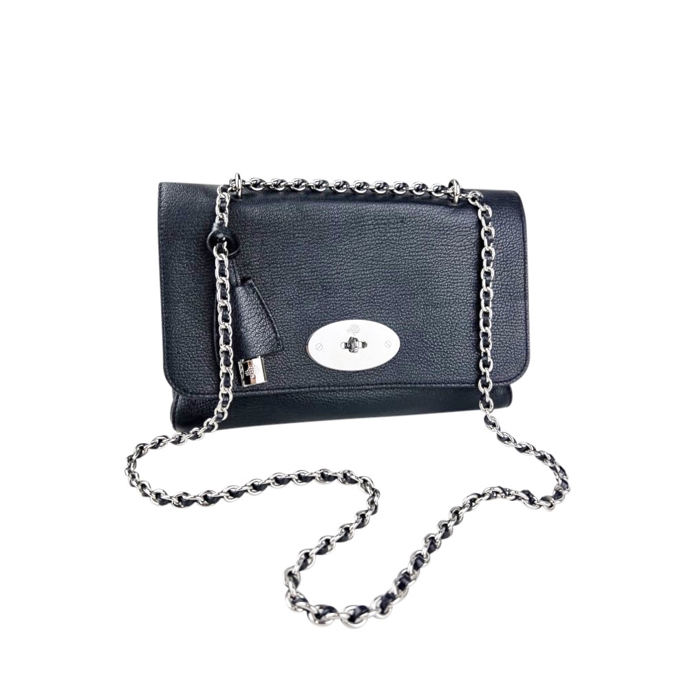 Leder-Umhängetasche Medium Lily Glossy Goat Black