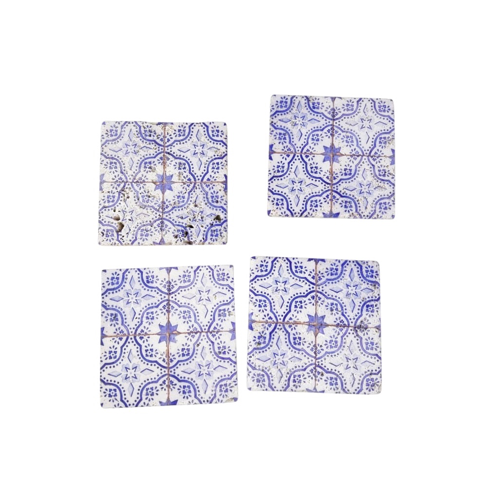 Untersetzer Optimus 4 Stück blau 10x10 cm Naturstein Filz