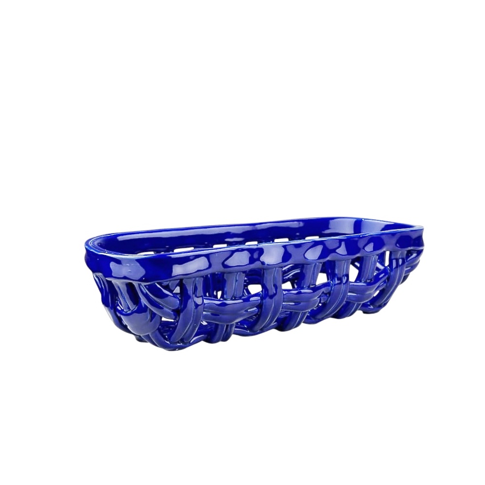 Aufbewahrungskorb Baguette Steingut blau Brotkorb