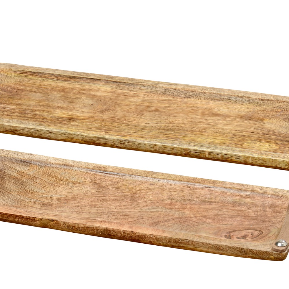 Deko-Tablett-Set Malus 2 tlg. B 13 -15 cm Mango-Holz Einfarbig braun