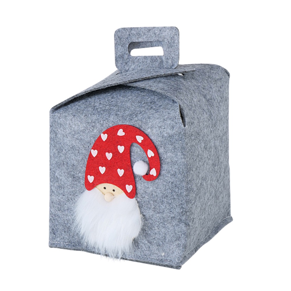 Geschenkbox-Set  Kolja 3-tlg. 2 sort. Quadrat H 15-23cm Filz Kunstfell