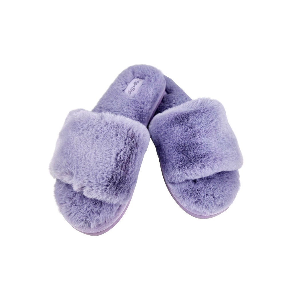 Fleece-Pantoletten Slide Fur 2 Gr. 42 Lila