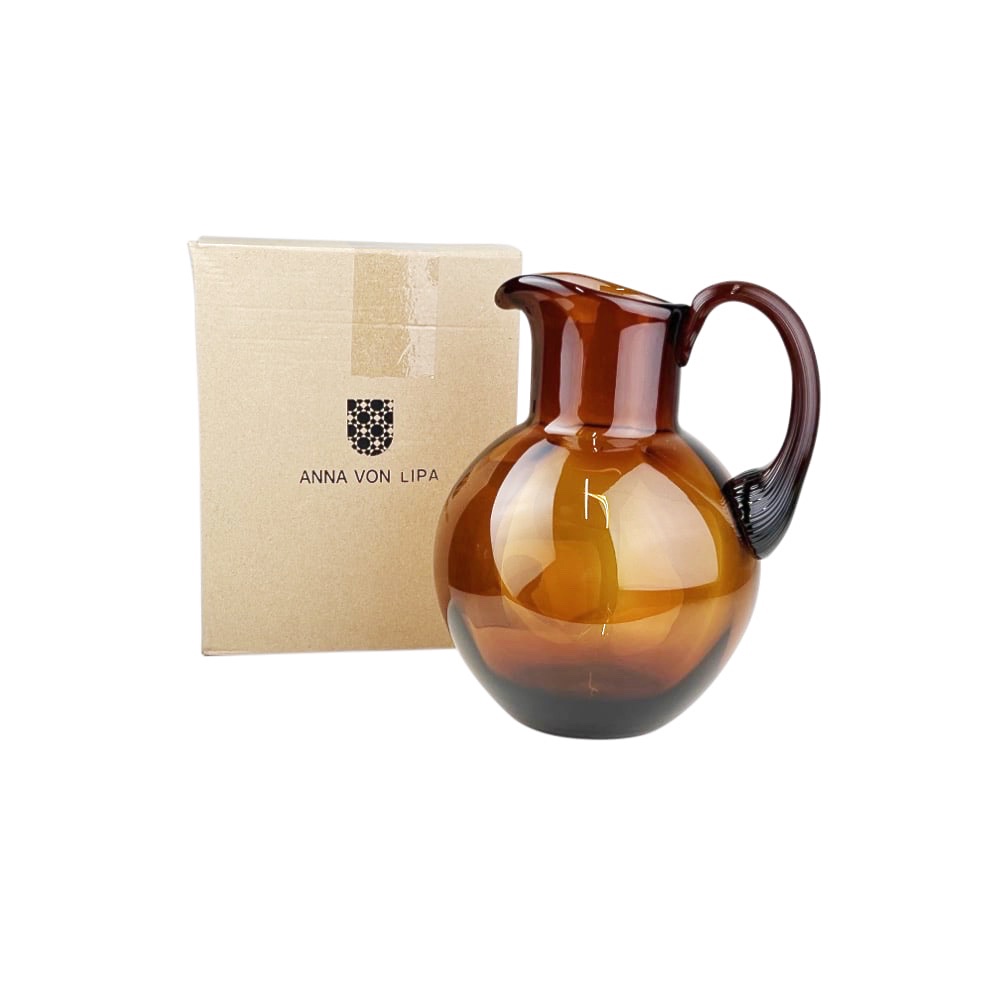 Handgefertigter Krug Swirl 2L Glas Ø 20 cm Amber