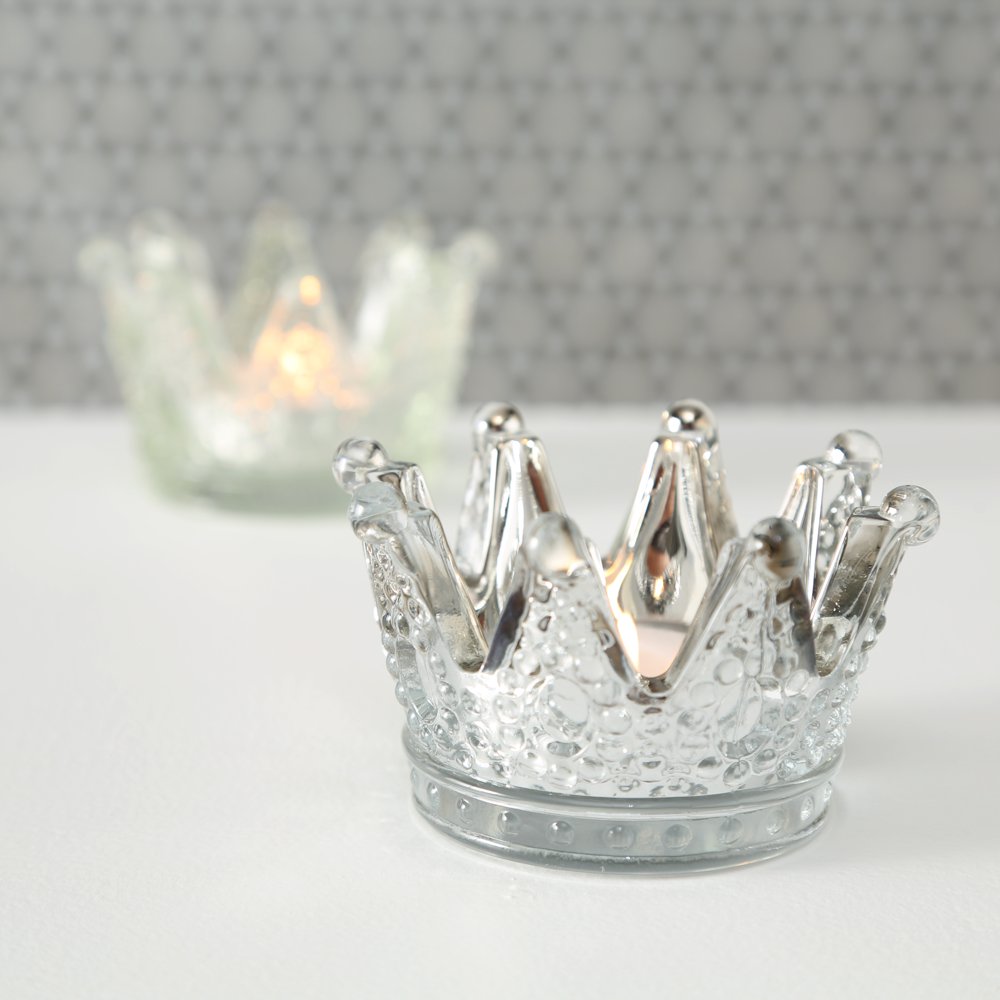 3x Teelichthalter Crown Kronen  3-tlg. Farbmix H 5 cm, B 8 cm Krone