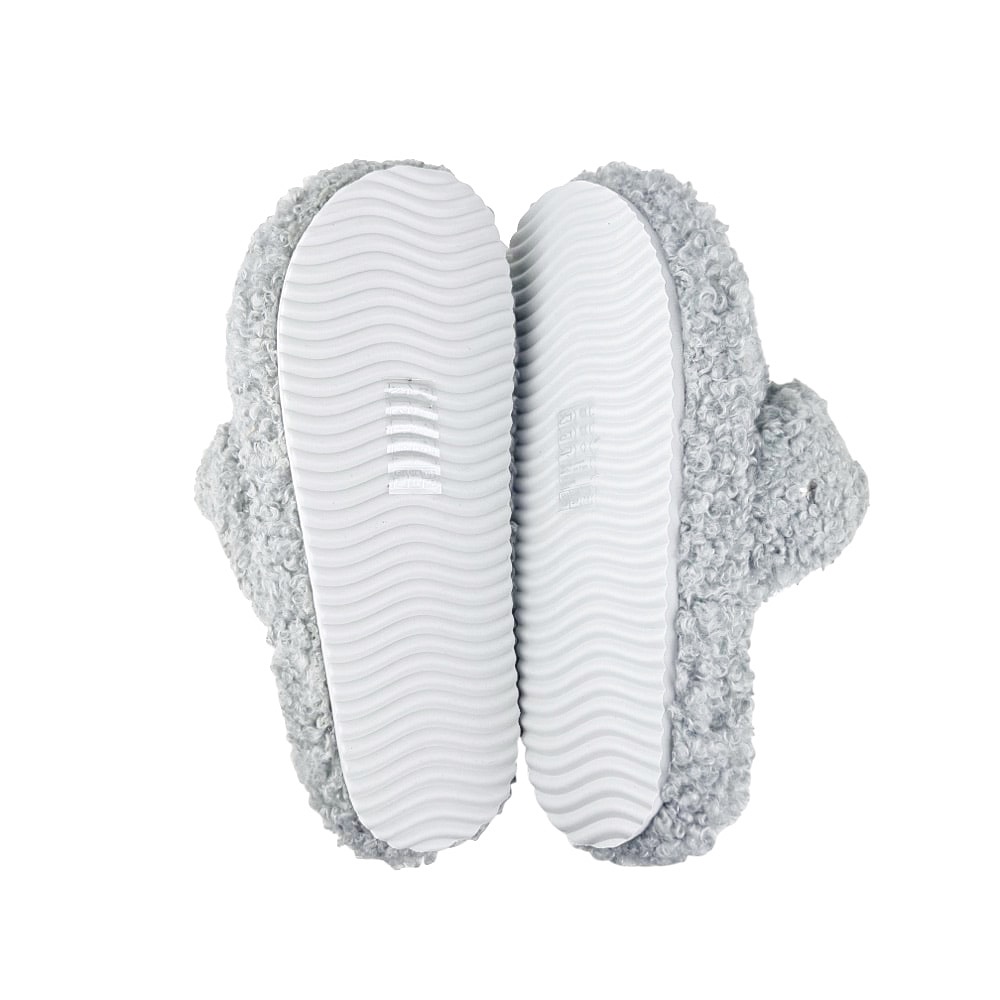 Pantoletten Double Strap Curly 38 grau kuschelig warm
