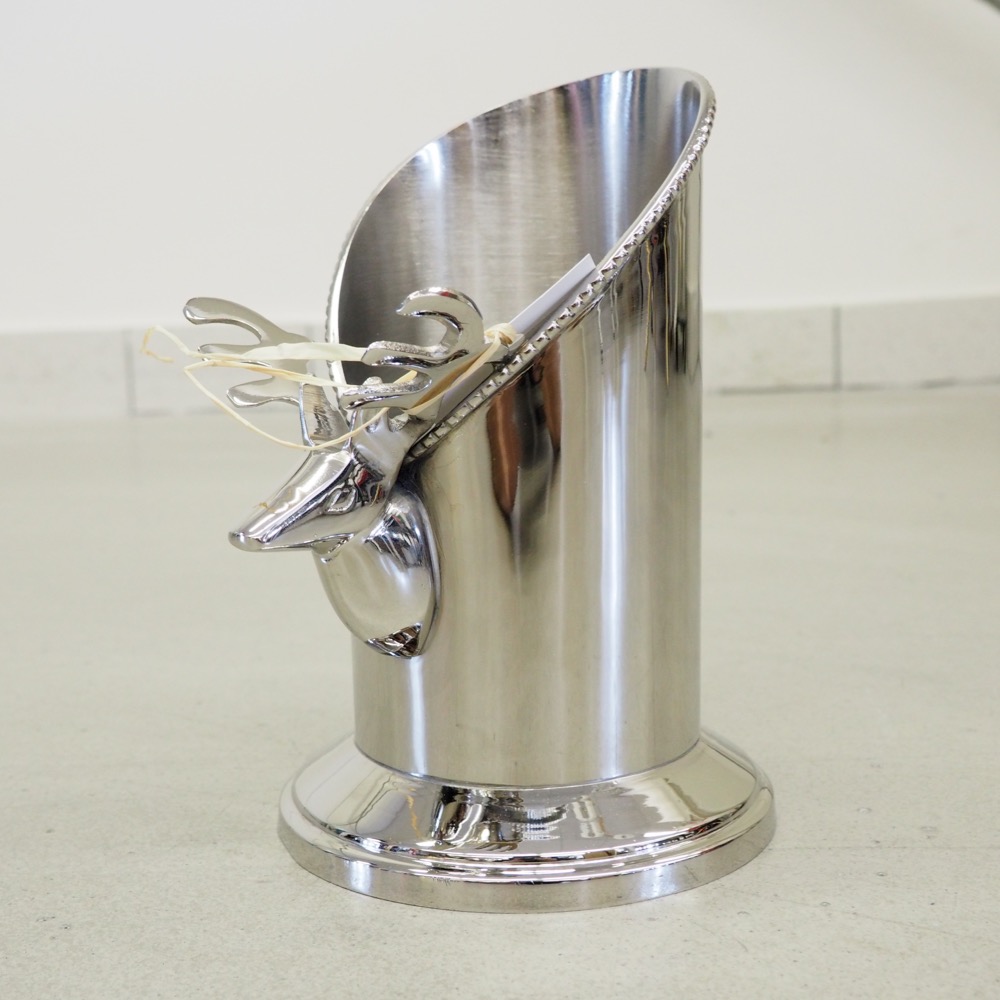 Flaschenhalter Hirschkopf Messing vern. Ø 14cm x  21cm