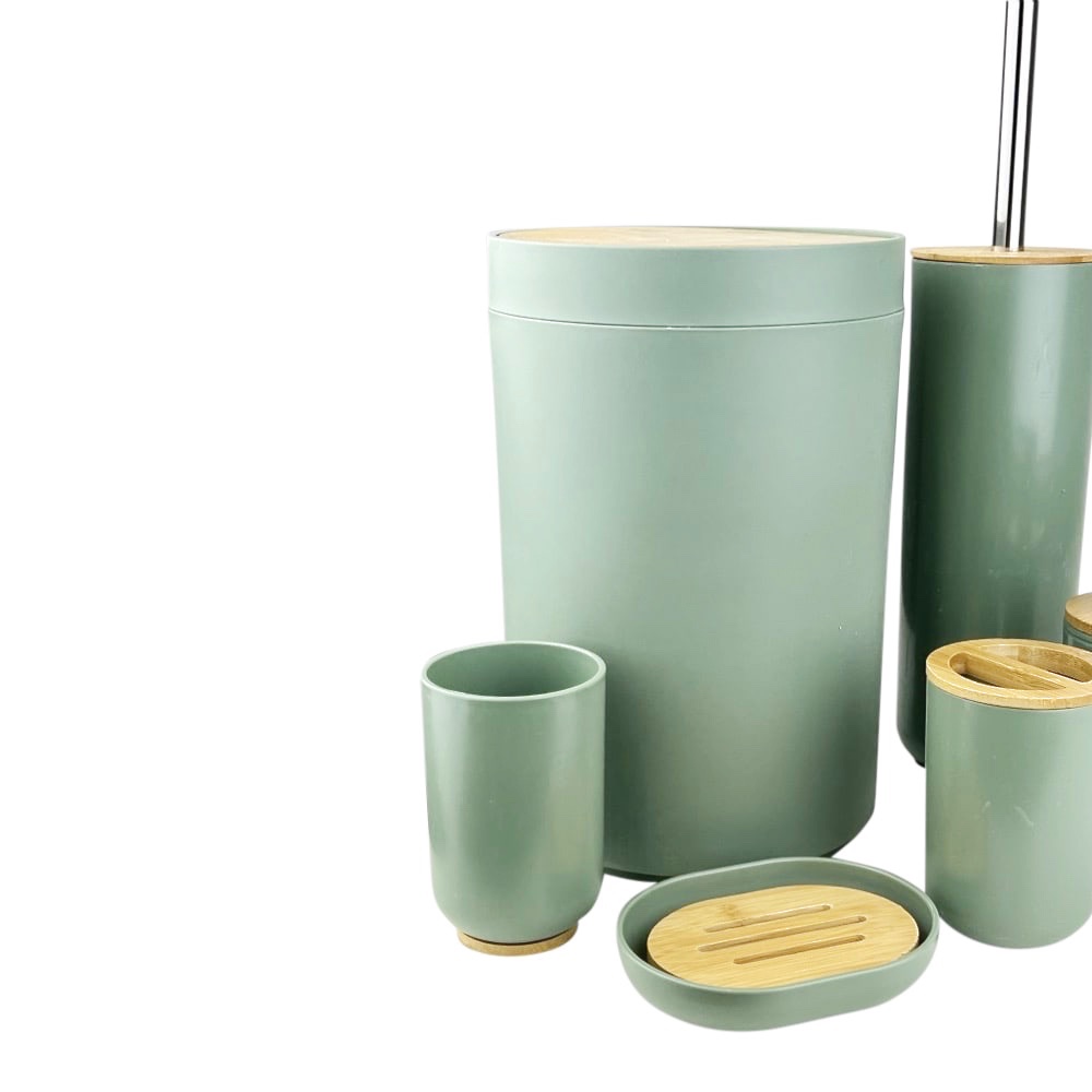 Bad-Accessoires-Set Decent Salbeigrün 6-teilig