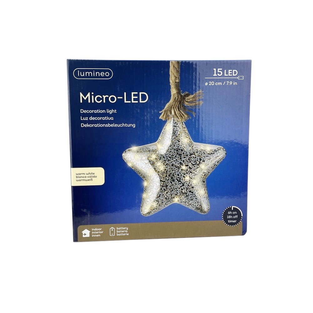 Hängendes LED-Leuchtobjekt Mareno Glas Jute