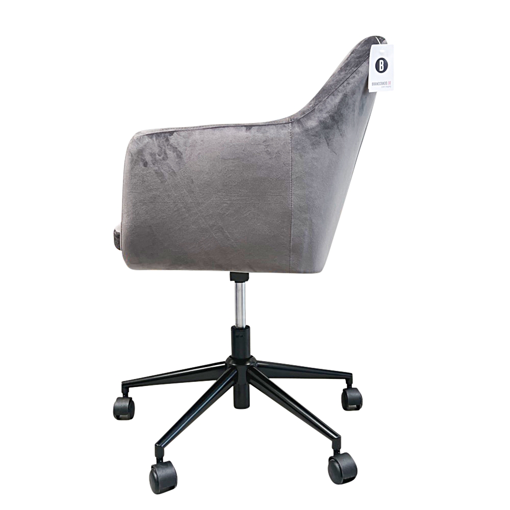 Samt-Bürodrehstuhl Nora grau höhenverstellbar