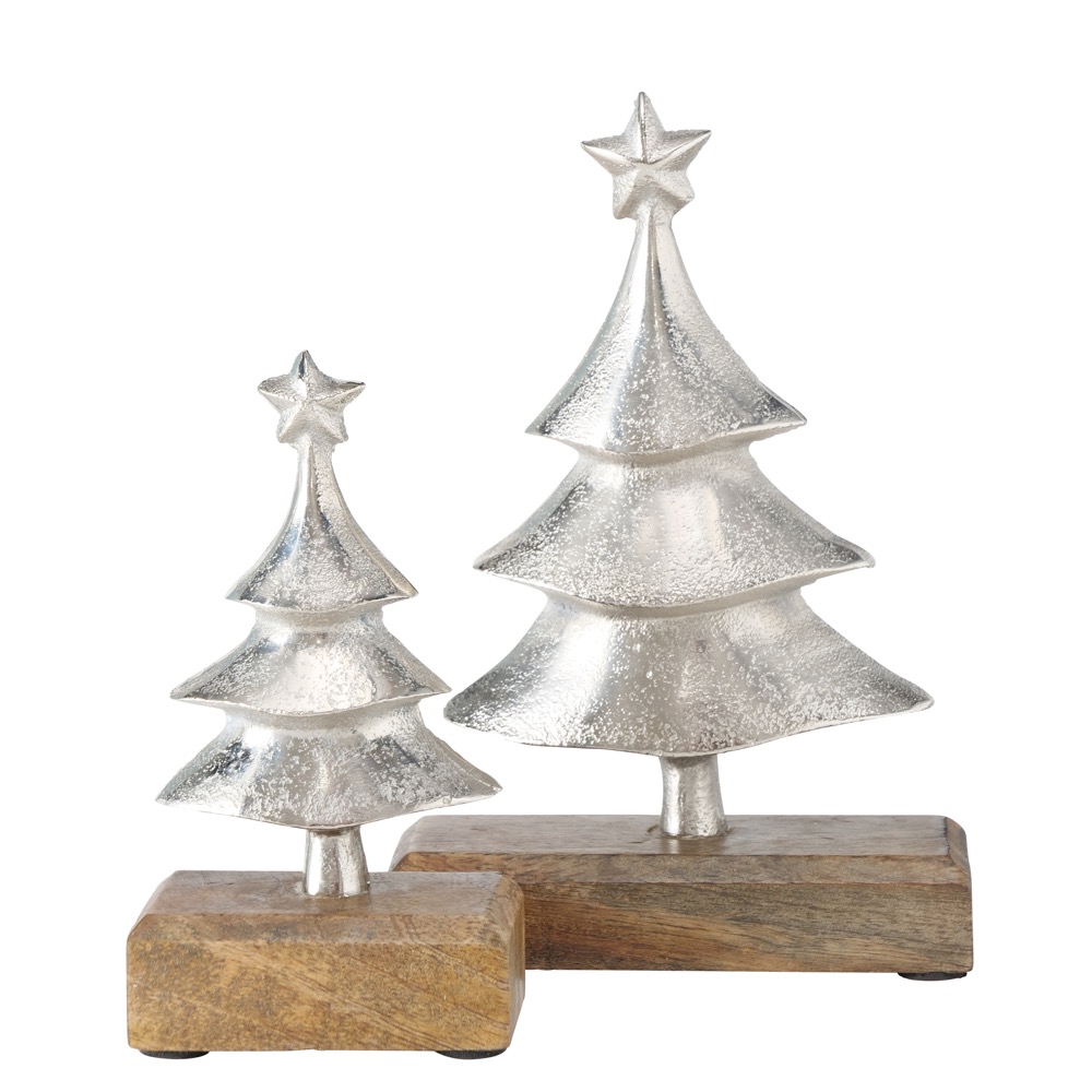 2x Dekoaufsteller Mendoza Baum Weihnachtsbaum H 15-19 cm Mango