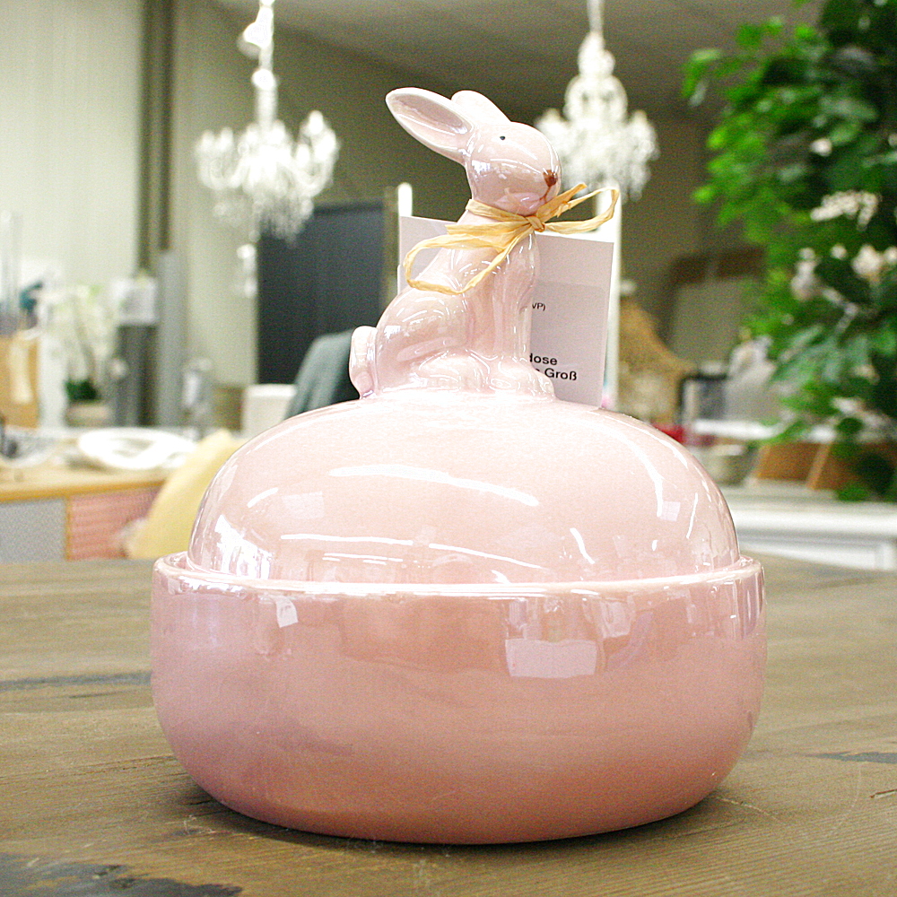 Aufbewahrungsdose Hase Ginger Rosa Groß Ø15cm Ostern Deko-Dose