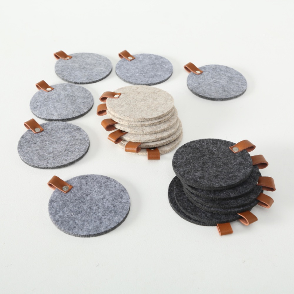 Untersetzer-Set Modena 6tlg. 3sort. D 10cm Filz Dunkelgrau Hellgrau Beige