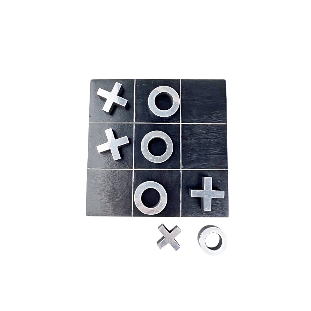 Tic-Tac-Toe 9-tlg. Box Kreis X Mangoholz Aluminium