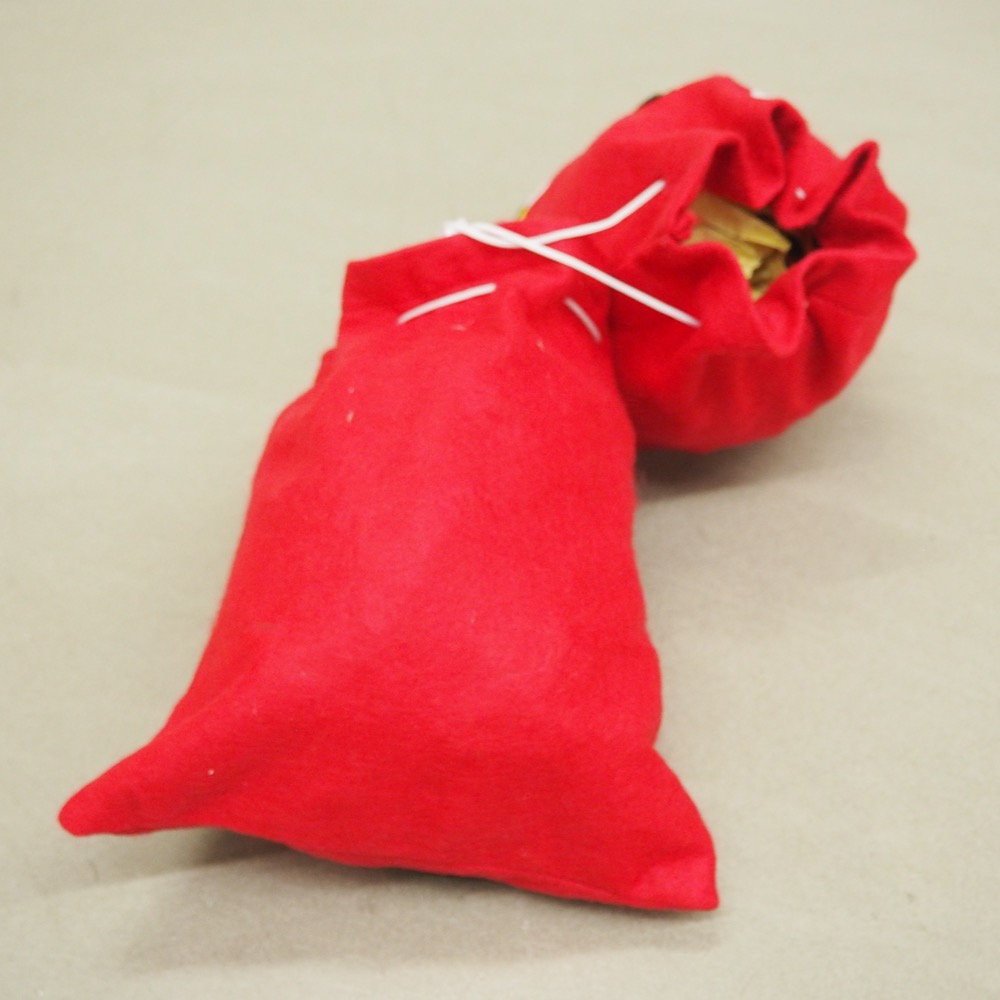 Weihnachtsbeutel Filz 2-tlg.Happy Santa mit Zugband je ca. 23 x 26 cm